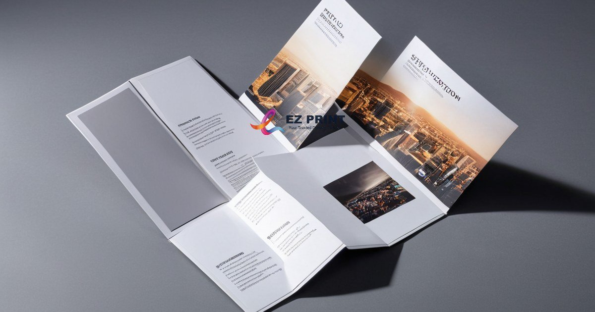 An open tri-fold brochure displaying its three folded panels and reading sequence.