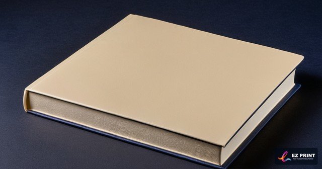 Illustration of a thick square-spined book with a plain cream cover.
