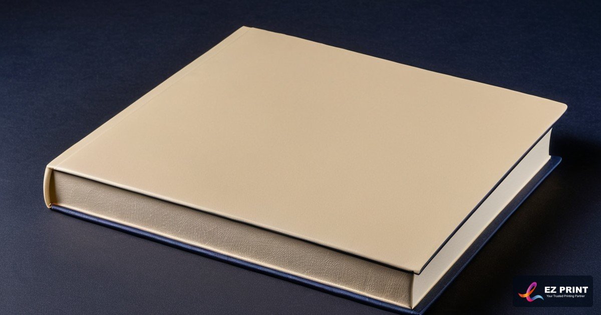 Illustration of a thick square-spined book with a plain cream cover.