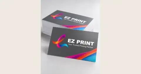 Illustrative stack of white business cards with a simple EZ Print design.