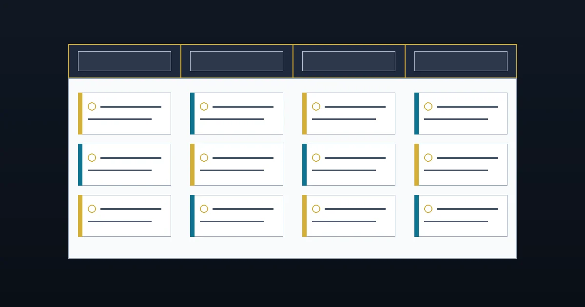 Illustration of an academic semester planning grid with calendar month columns, milestone checklist blocks, and outlines of bound course packs.