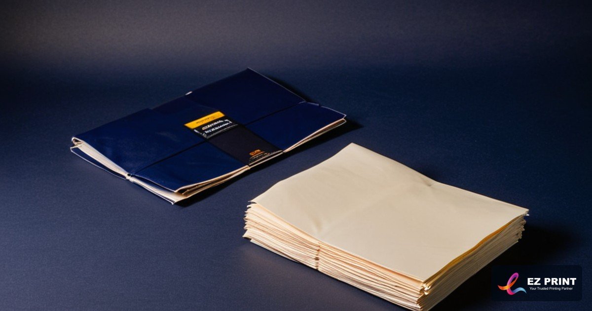 Moisture-sealed bundles of corporate brochures packed with corner guards ready for CBD motorcycle courier dispatch