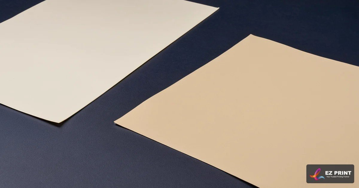 Illustration of two blank sheets of poster paper with different surface finishes.