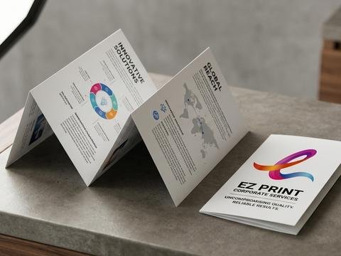 A concertina-folded leaflet with printed panels.