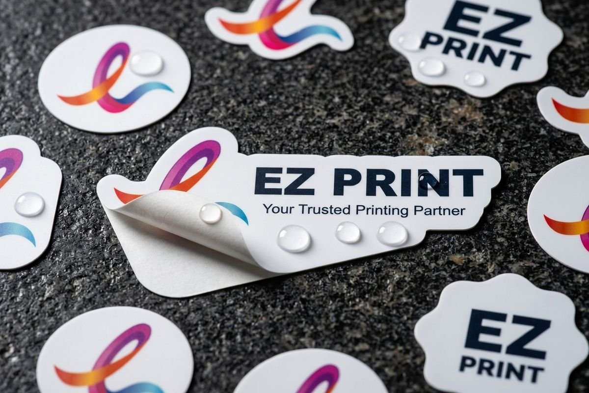 Die-Cut Waterproof Vinyl Booth Decals and Stickers with Water Droplets