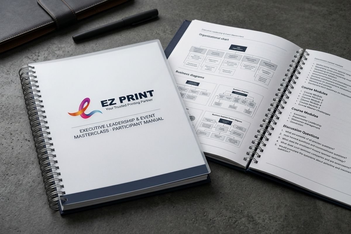 Wire-O Bound Seminar Manual with Frosted Protective PVC Cover and Silver Metal Binding