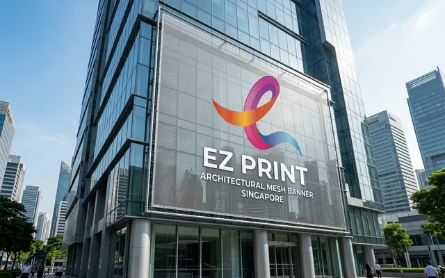 Wind-permeable mesh banners with perforated air-flow weave, with the EZ Print logo.