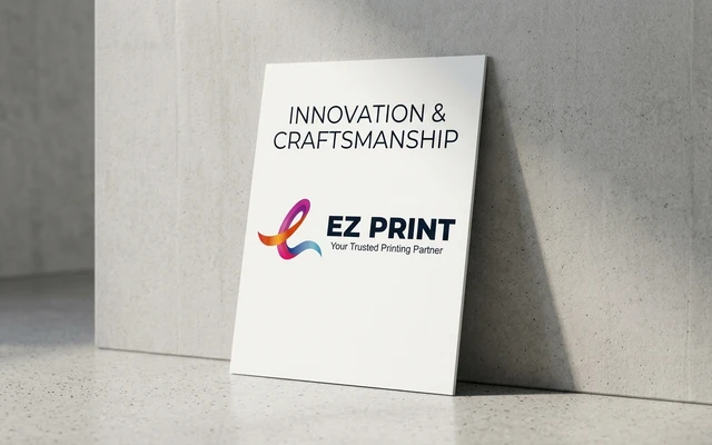 Mounted posters on rigid backing board for display, with the EZ Print logo.